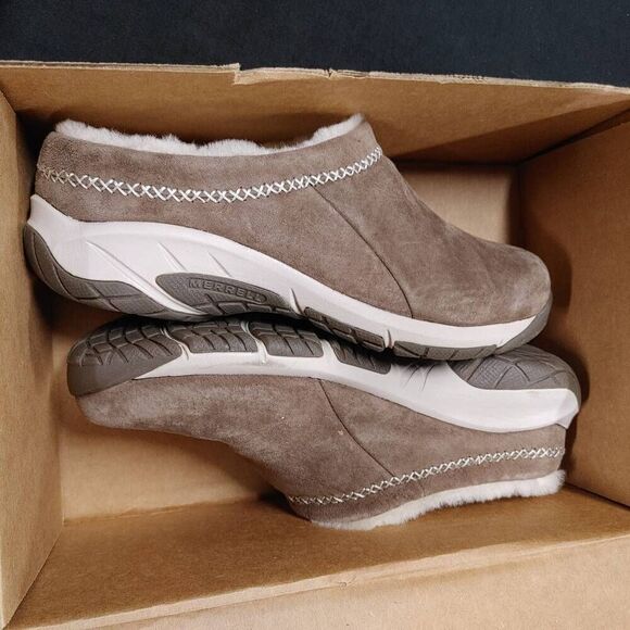 New Merrell Encore Ice 4 Suede Shearling Clogs 10.5 Wide Brown - Picture 1 of 7